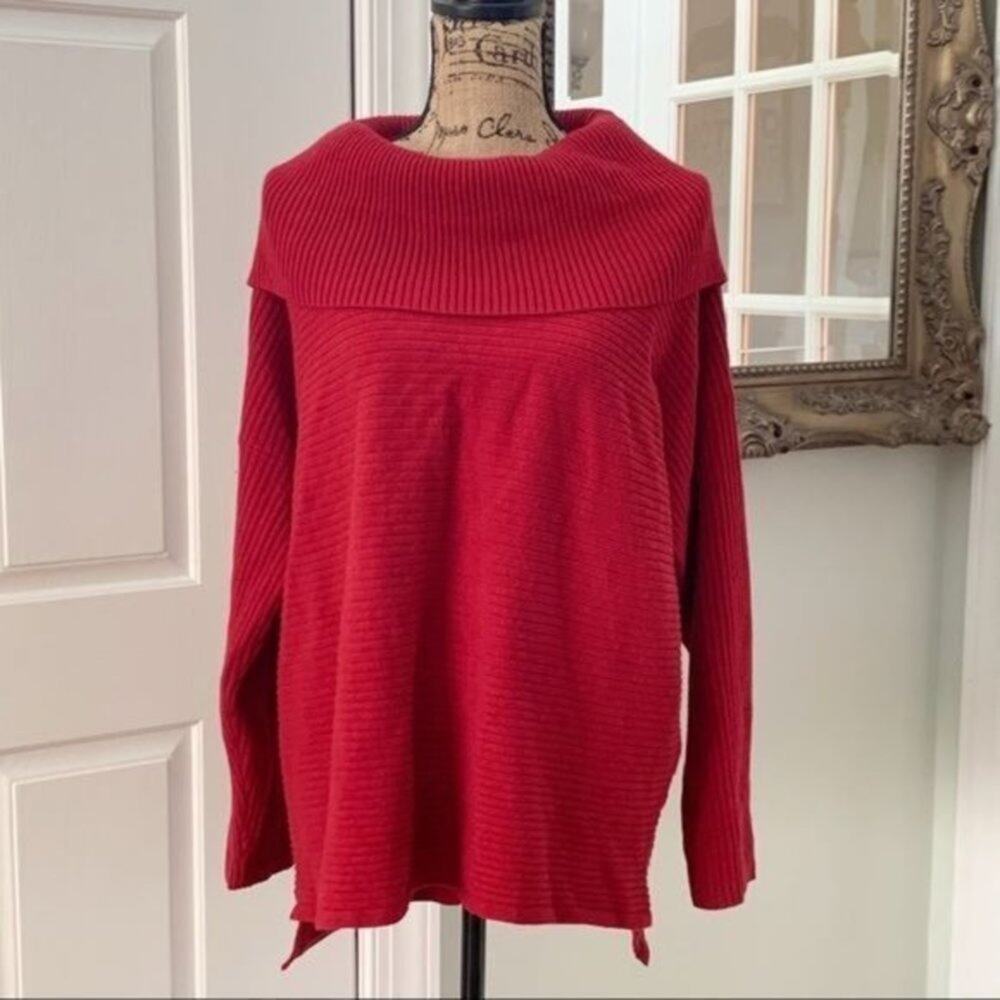 Style & Co Red Ribbed Knit Sweater Size M - Picture 2 of 9
